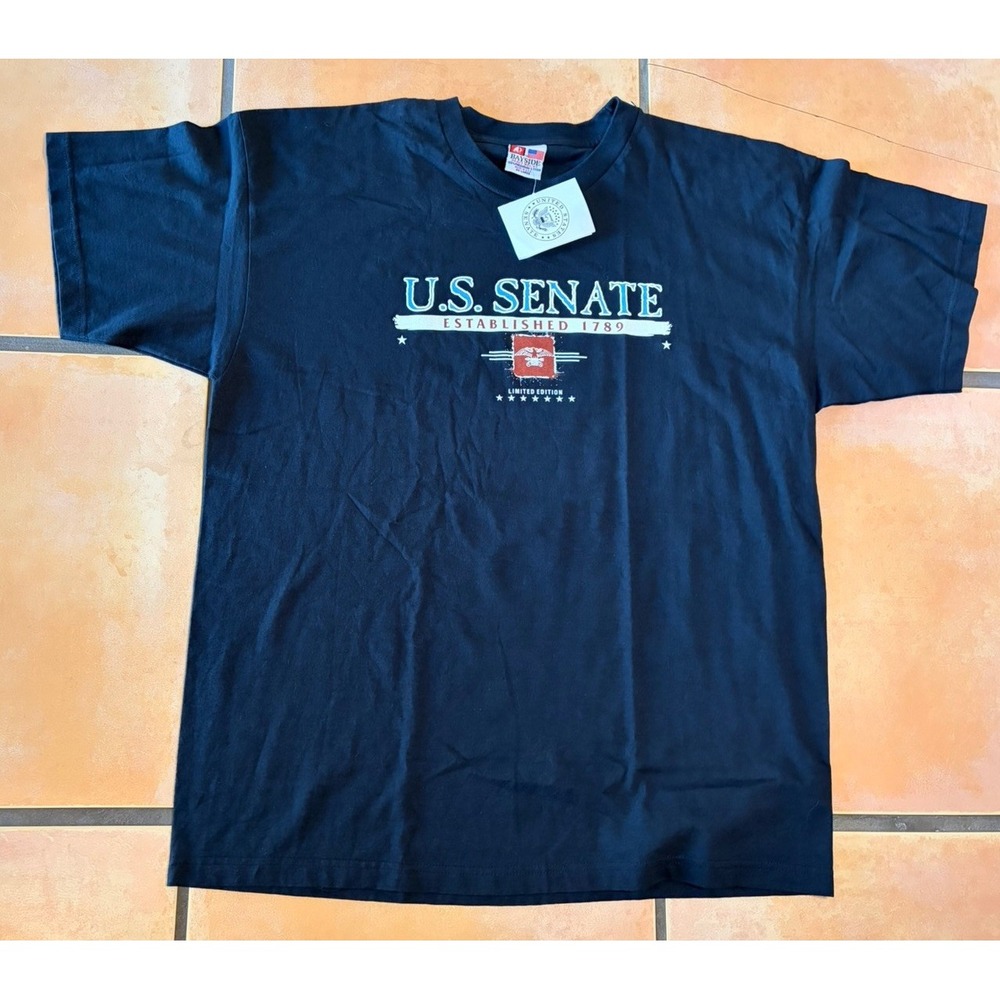 Vintage US SENATE Established 1789 2XL Blue T-Shirt Limited Edition Souvenir